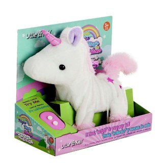 Unicornio 23 Cm Camina Y Su Cuerno Se Ilumina 2 Colores Sdos