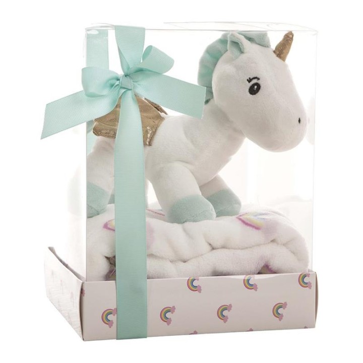 Peluche Unicornio Con Manta Coralina 