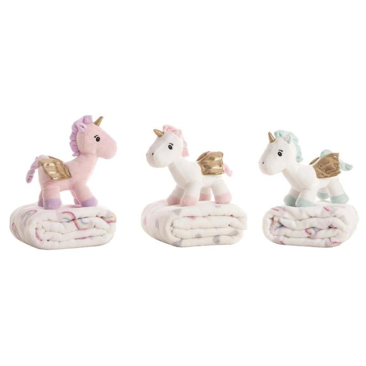 Peluche Unicornio Con Manta Coralina 