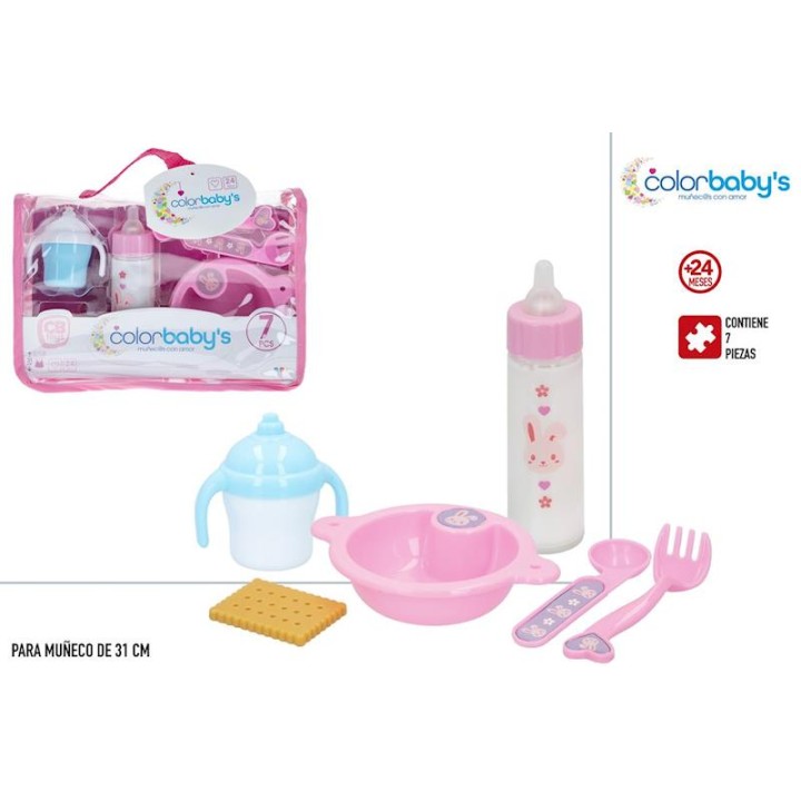 Bolso Bebe Con 6 Accesorios. Para Muñeco 31 Cm.Mod Sdos