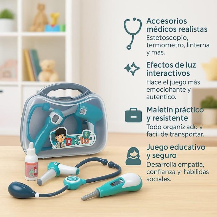 Maletín Doctor Con Accesorios, Con Luz