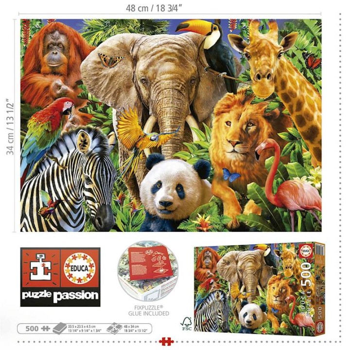 Puzzle 500 Collage De Animales Salvajes