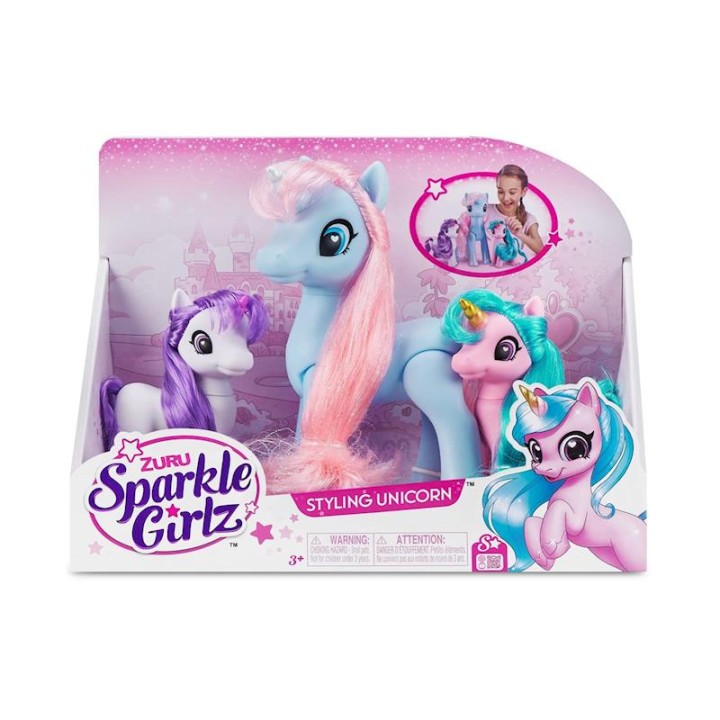 Set 3 Unicornios Sparkle Girlz, 18Cm (Grande) Y 11 Cm (Peque