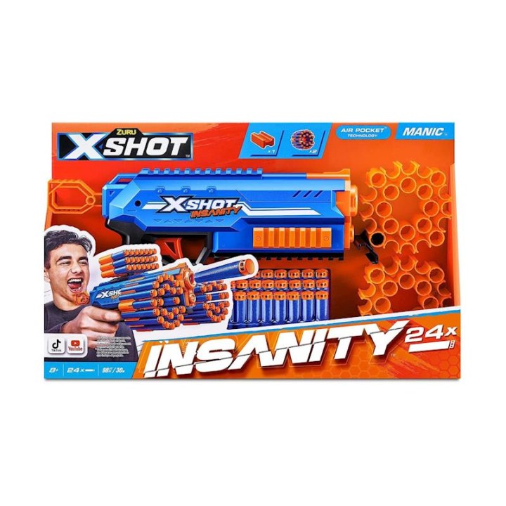 Pistola X-Shot Insanity- Manic 24 Dardos 30X15x4cm