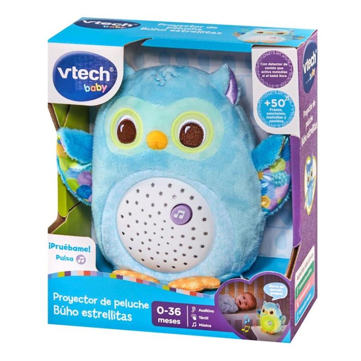 Proyector De Peluche Búho Estrellitas Con