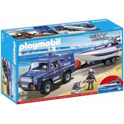 Coche De Policia Con Lancha Playmobil