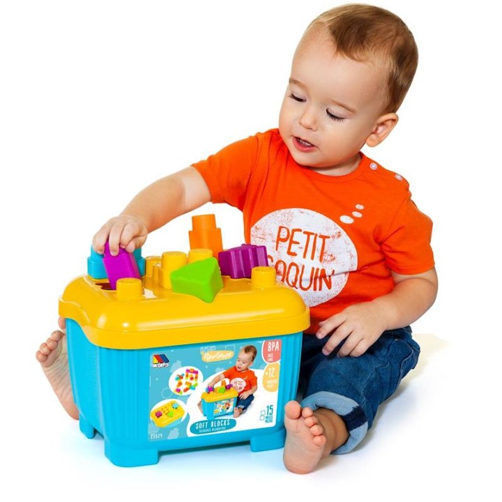 Caja Bloques Y Puzzles Blandos Con 15 Piezas.