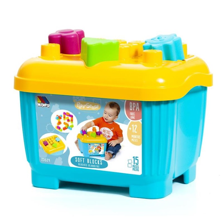 Caja Bloques Y Puzzles Blandos Con 15 Piezas.