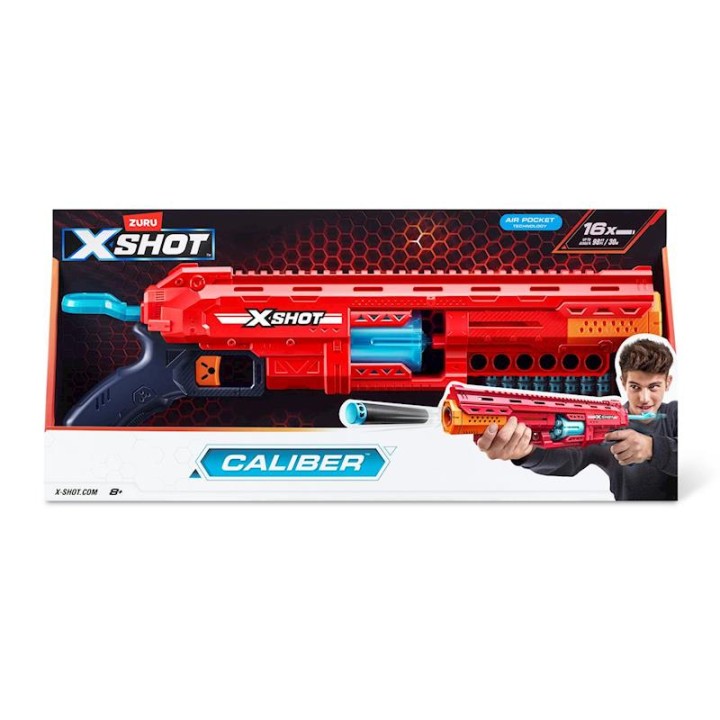 Pistola X-Shot Caliber, Incluye 16 Dardos