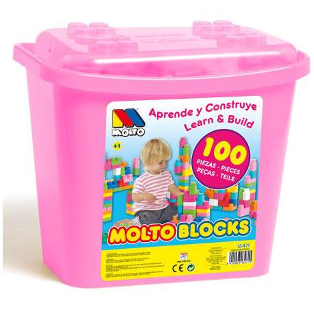 Molto Blocks Cubo Construcción 100 Piezas Rosa