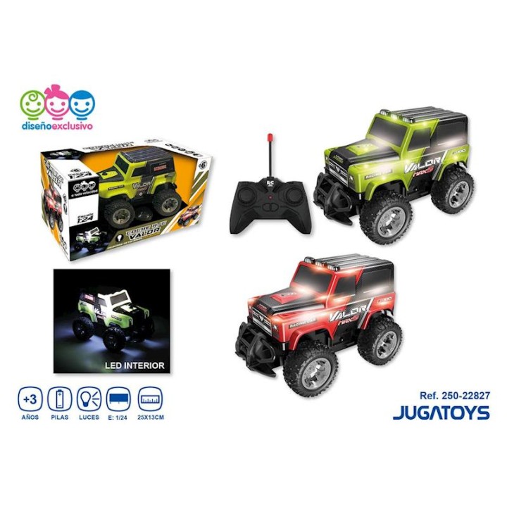 0 Coche Radio Control Valor Con Luces, Bateria Y