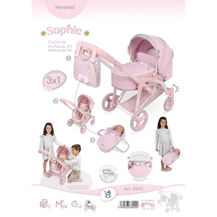 Coche De Muñeca 3X1 Plegable Sophie - Para