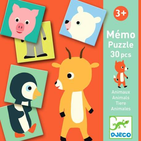 Memo Puzzle 30 Pcs. Animales. Djeco