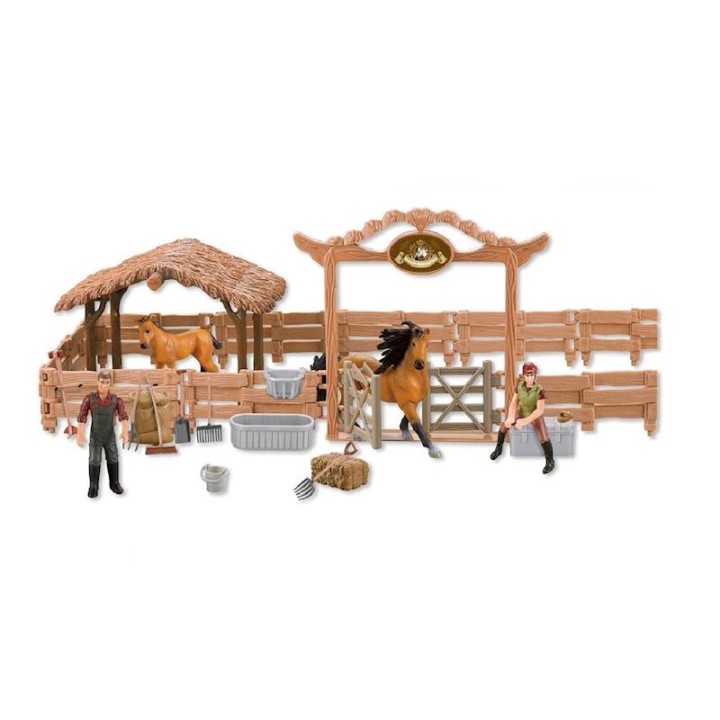 Granja Para Caballos, Con Establo, Granjeros Y