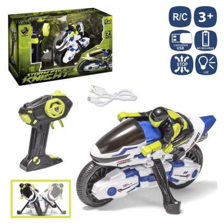 Moto R/C Antivuelco Storm Knight. Con Luz,Cargador Y Bateria