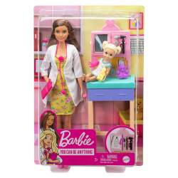Barbie Pediatra Muñeca Morena Doctora Con Bebé, Co