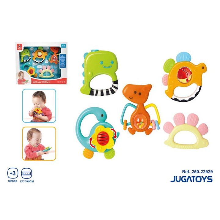 Sonajeros Infantiles Dinosaurios En Pack De 5