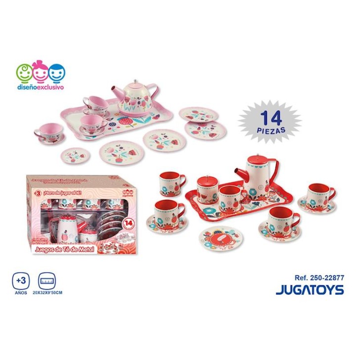 Juego De Té Metal Flores Con Accesorios, 14