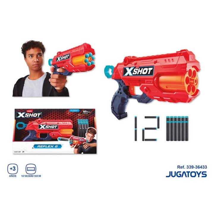 Pistola X-Shot Reflex 6, Incluye 12 Dardos