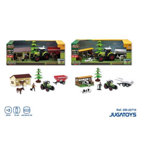 Granja Con Animales Y Tractor Con Luces Y