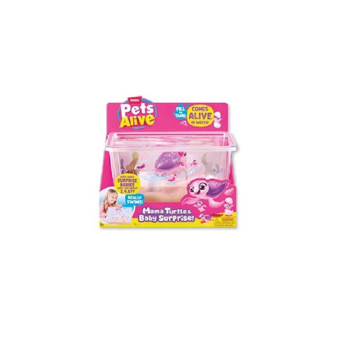 Tortuga Con 3 Mini Tortugas Pets Alive En