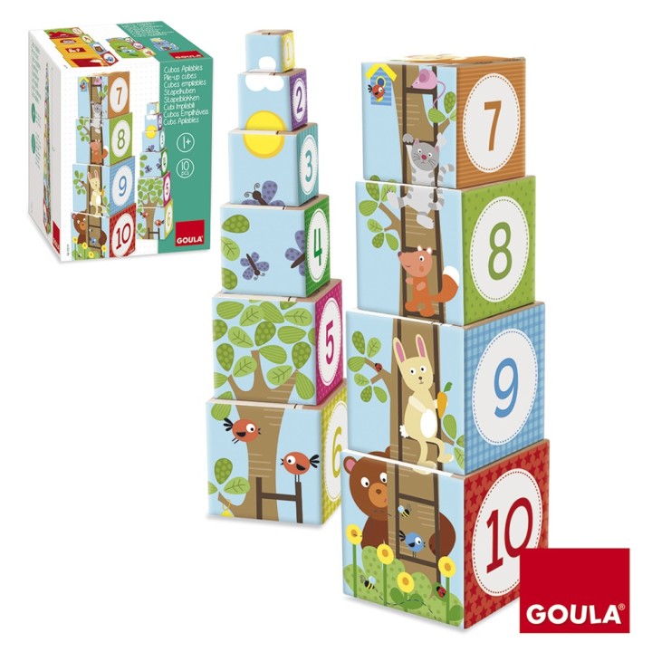 Goula Cubos Apilables Bosque 10 Unidades 85Cm Alto Madera