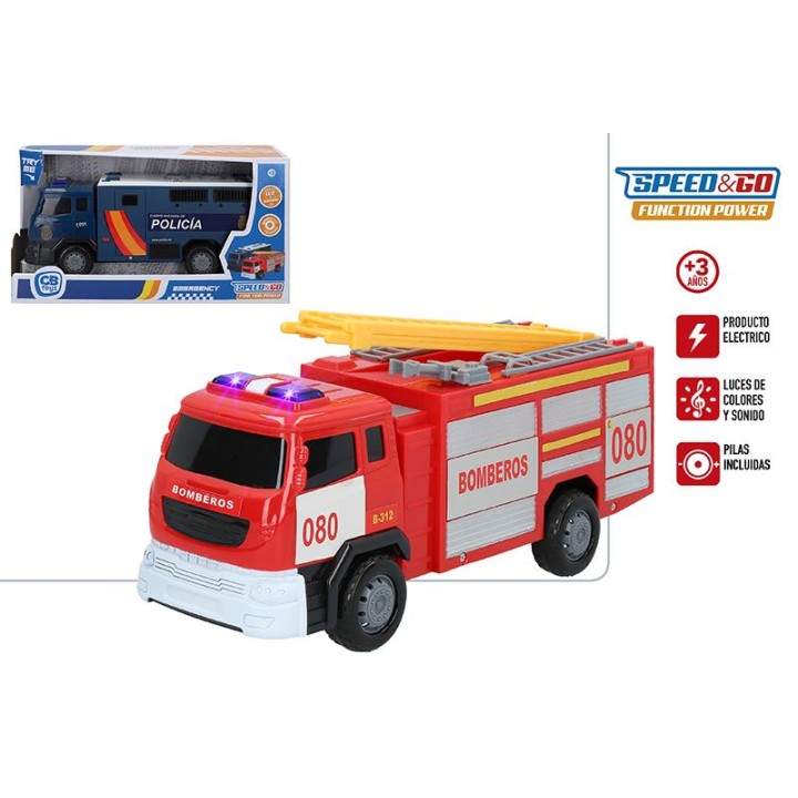 Camion Electrico Speed & Go Policia O Bomberos Sdos. Con Luc