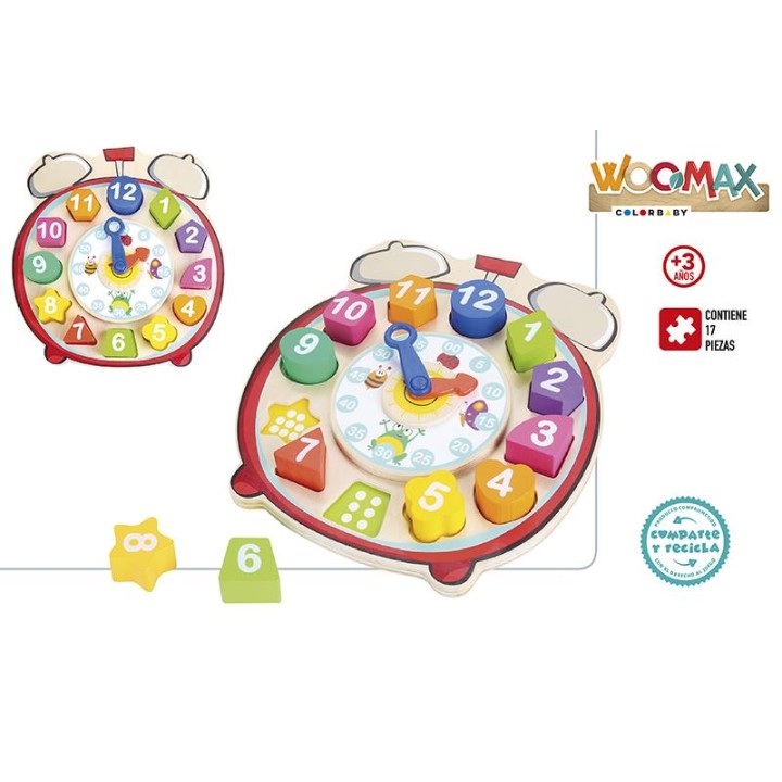 Reloj Actividades De Madera 17 Piezas Woomax