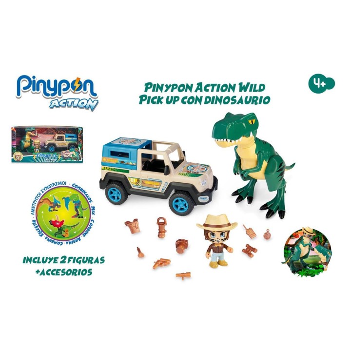 Pinypon Action Wild Figura Explorador Con Dinosaurio T-Rex Y