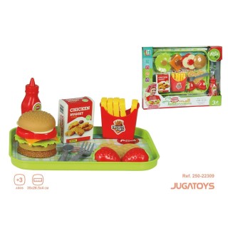 Set Hamburgueseria En Bandeja Con Accesorios 35X26'5x4cm