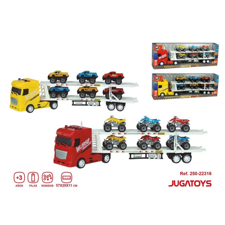 Camión Portacoches, Coches Y Motos Con Sonidos, 2 Mod. Sdos 
