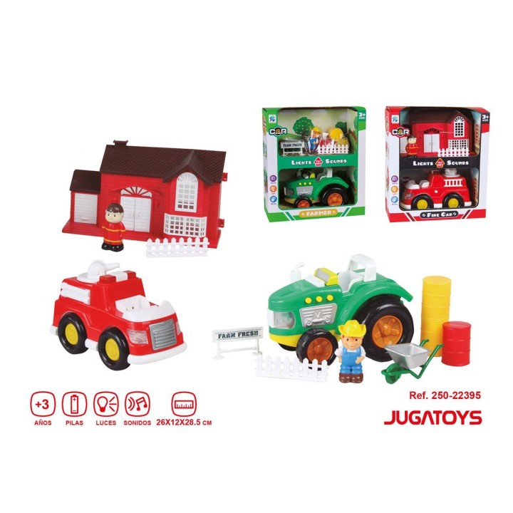 Tractor Y Camión De Bomberos Infantil Con