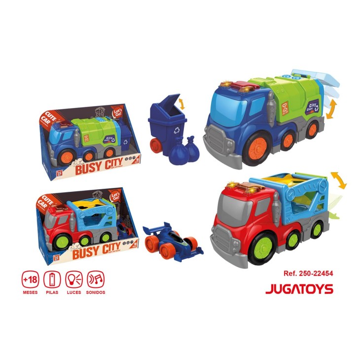 Camion De Basura Y Portacoches Con Vehiculo Fricci