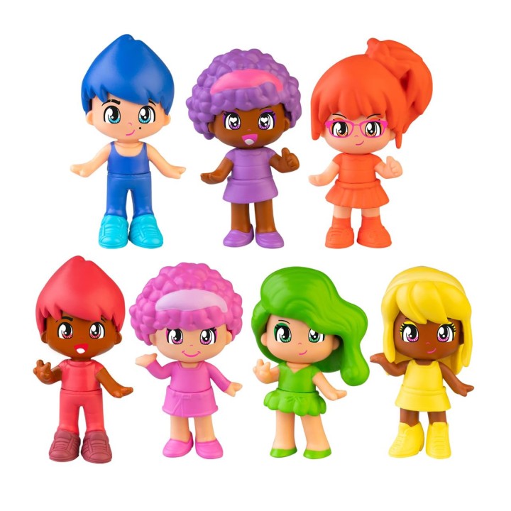 Pinypon Tubo Arcoíris 7 Figuras Decoradas Con Los 7 Colores 