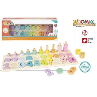 Puzzle Madera Numeros Y Formas Woomax 76 Piezas.