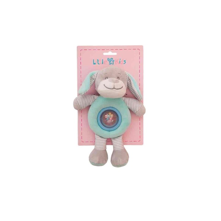 Peluche Perro Verde Sonajero Bolita 25 Cm