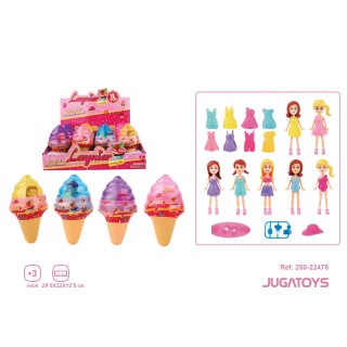 Mini Muñeca En Helado Cambia De Vestidos, Mod. Sdos 29'5X22x