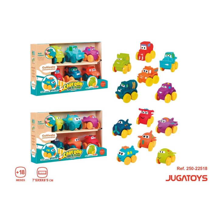 Pack 6 Coches O Aviones Infantiles En Caja 7'5X9x6'5cm, Mod.