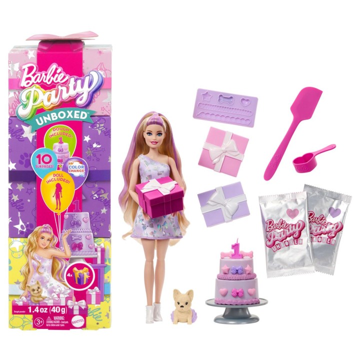 Barbie Party Unboxed Muneca Morada Con Sopresas