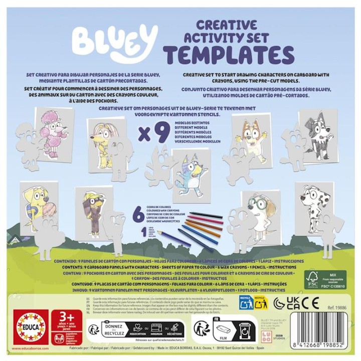 Set Creativo Plantillas De Bluey Con 9Modelos Dife