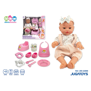 Muñeca Diadema, Bebe Agua Y Hace Pis, Con