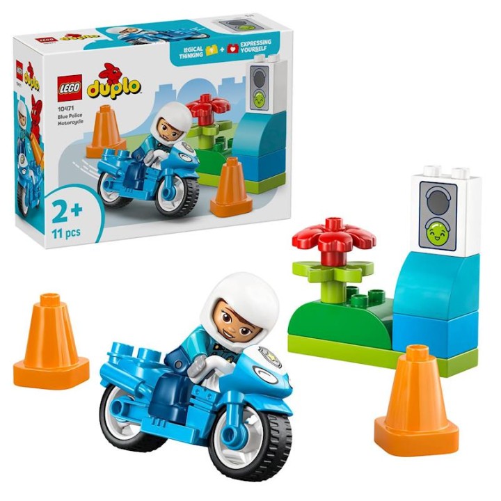 Juego De Construccion Moto De Policía Azul