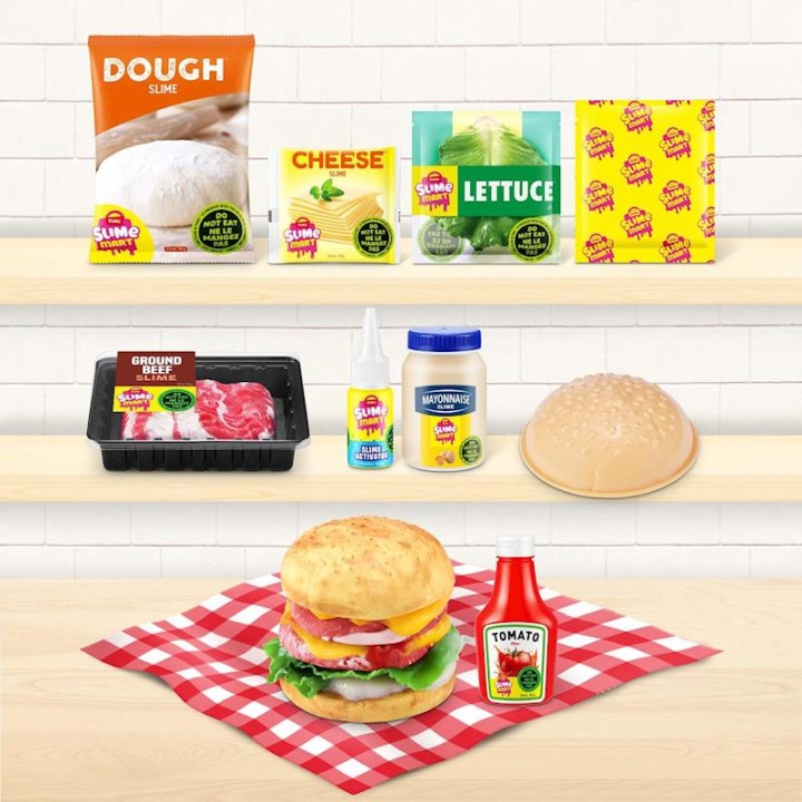 Cesta De La Compra Slime Mart Con Comida,