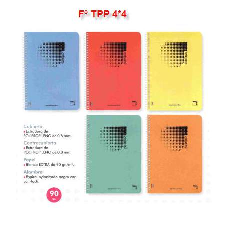 CUADERNO T PP FOLIO 80H PACSA PLASTIPAC 90G CUADROS 4*4 16467