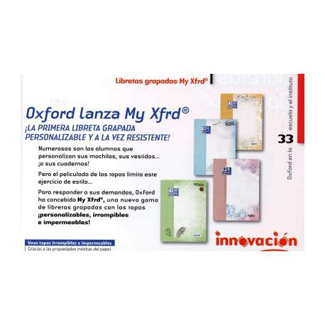 LIBRETA ENRI OXFORD SCHOOL A-4 MY XFRD 5*5 48H PERSONALIZABLE 287214