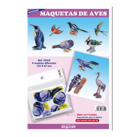MAQUETAS 3D ARGU RECORTABLES AVES PTE/9U 33352