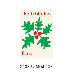 ETIQUETAS FELICIDADES ARGU NAVIDAD MUERDAGO 250U 24382