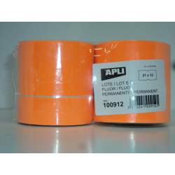 ETIQUETAS MAQ. APLI 21*12 NARANJA PERMANENTE ROLLO 1000U PACK 6 ROLLOS 100912