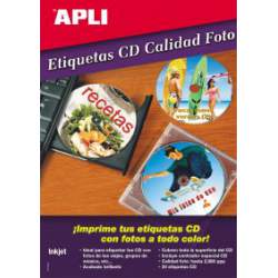 ETIQUETAS APLI INKJET A-4 CD MINI FOTO 10H 10395