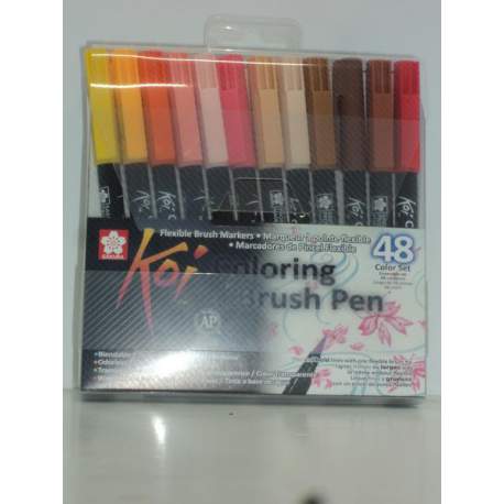 ROTULADOR KOI COLORING BRUSH PEN 48 COLORES XBR-48A PUNTA PINCEL